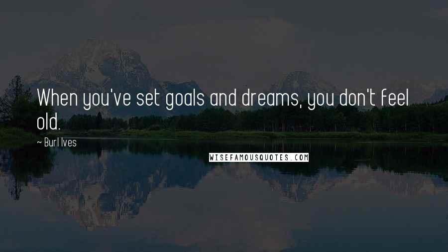 Burl Ives Quotes: When you've set goals and dreams, you don't feel old.