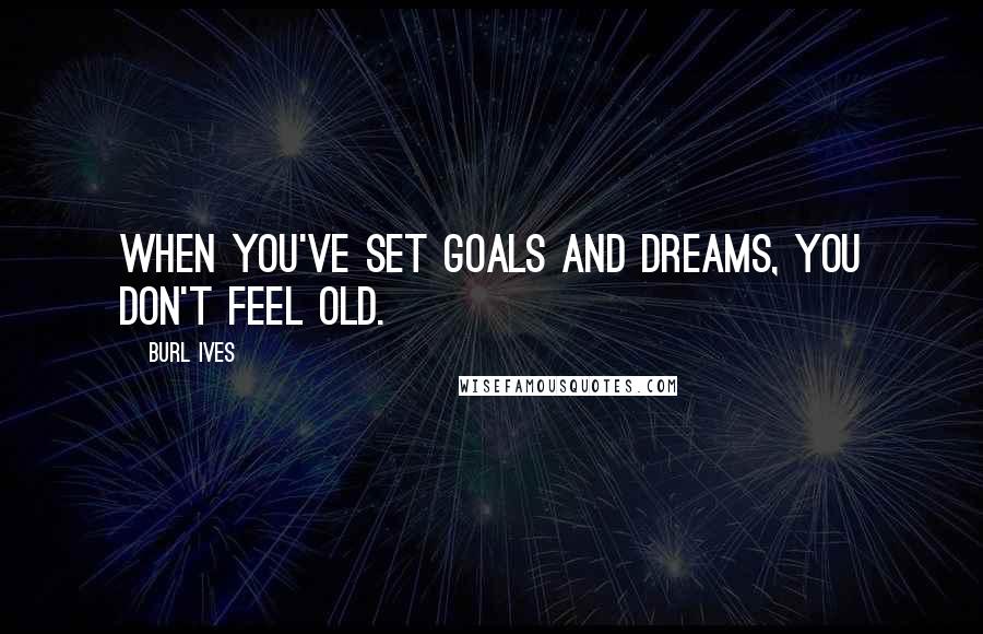 Burl Ives Quotes: When you've set goals and dreams, you don't feel old.
