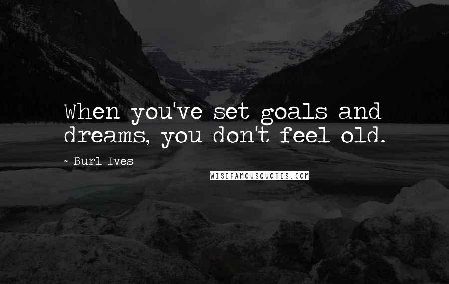 Burl Ives Quotes: When you've set goals and dreams, you don't feel old.