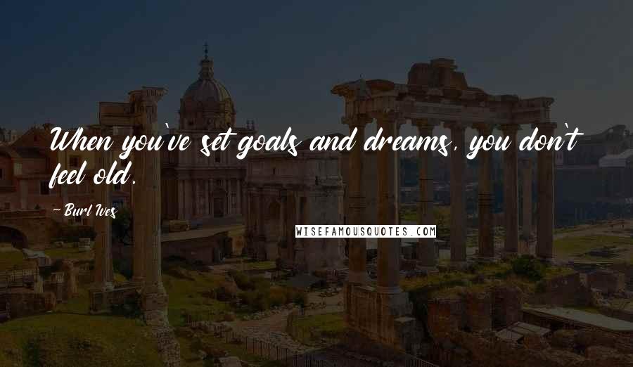 Burl Ives Quotes: When you've set goals and dreams, you don't feel old.