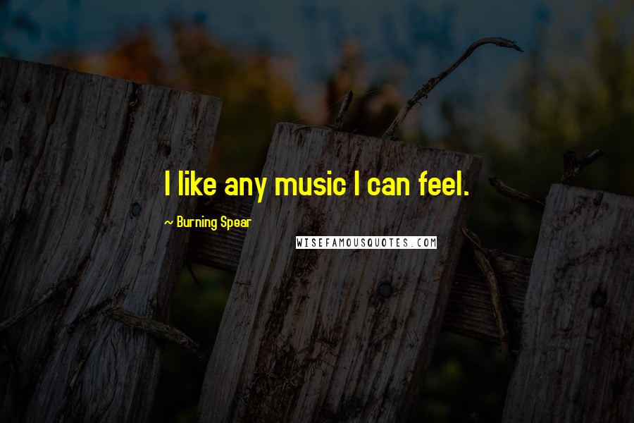 Burning Spear Quotes: I like any music I can feel.