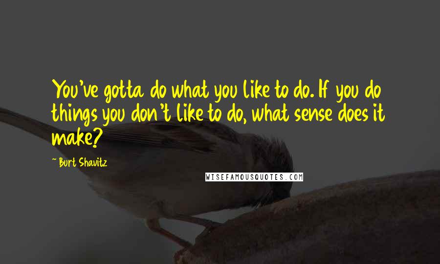 Burt Shavitz Quotes: You've gotta do what you like to do. If you do things you don't like to do, what sense does it make?
