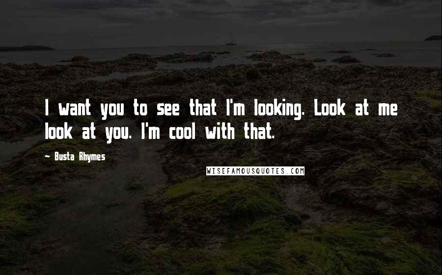 Busta Rhymes Quotes: I want you to see that I'm looking. Look at me look at you. I'm cool with that.