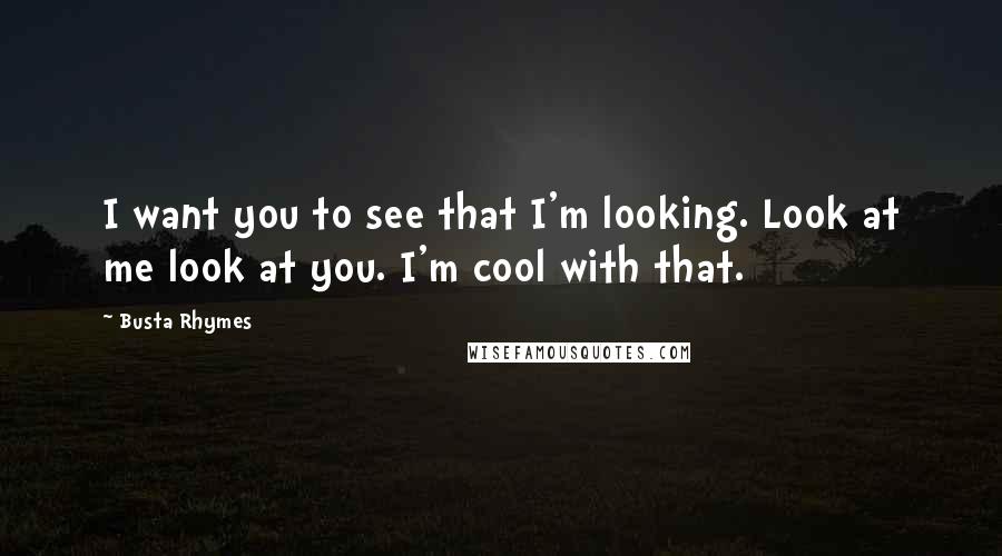 Busta Rhymes Quotes: I want you to see that I'm looking. Look at me look at you. I'm cool with that.