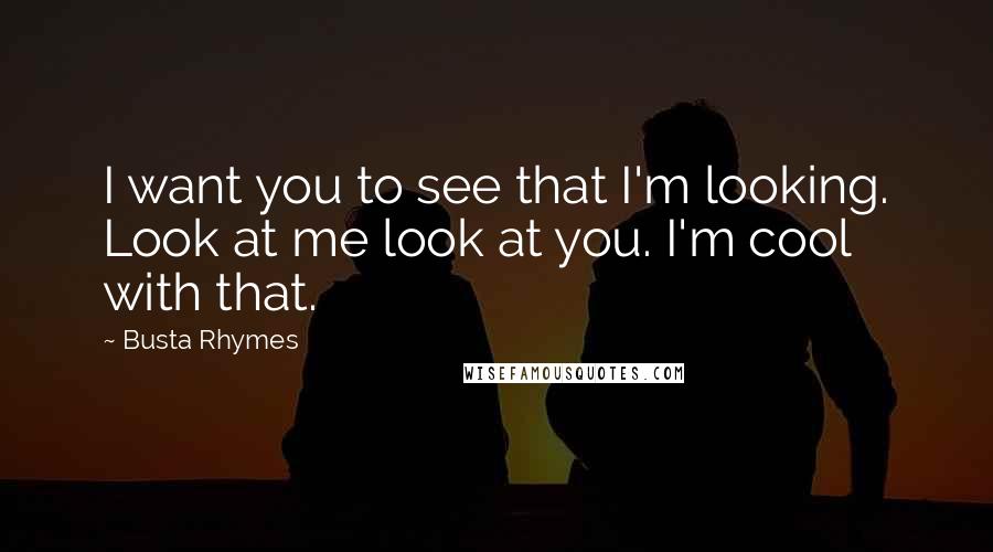 Busta Rhymes Quotes: I want you to see that I'm looking. Look at me look at you. I'm cool with that.
