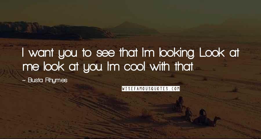 Busta Rhymes Quotes: I want you to see that I'm looking. Look at me look at you. I'm cool with that.