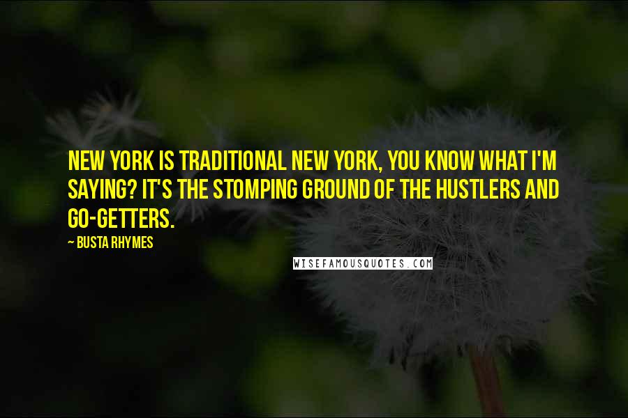 Busta Rhymes Quotes: New York is traditional New York, you know what I'm saying? It's the stomping ground of the hustlers and go-getters.