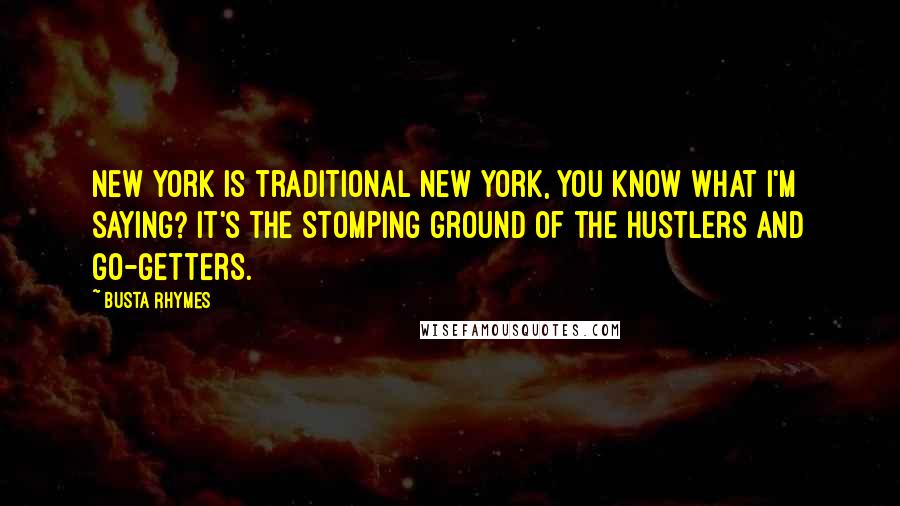 Busta Rhymes Quotes: New York is traditional New York, you know what I'm saying? It's the stomping ground of the hustlers and go-getters.