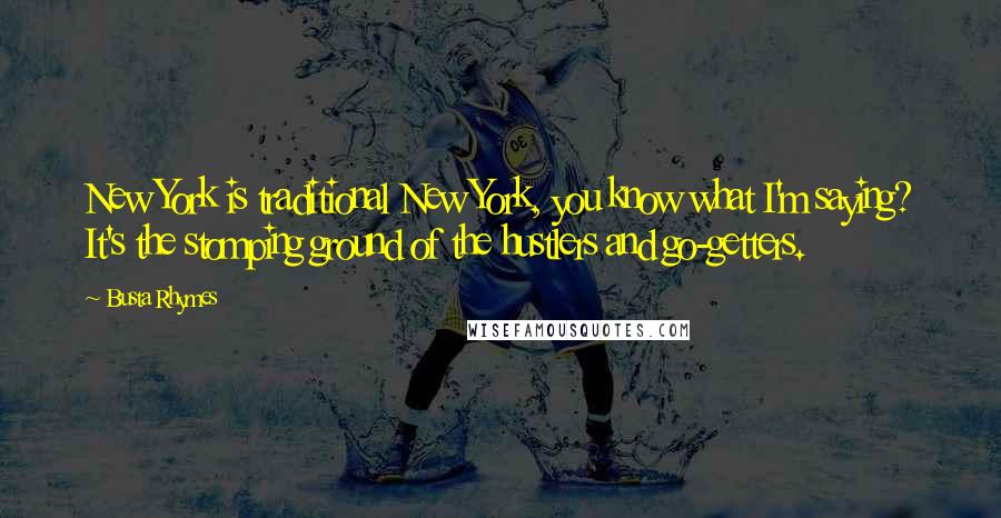 Busta Rhymes Quotes: New York is traditional New York, you know what I'm saying? It's the stomping ground of the hustlers and go-getters.