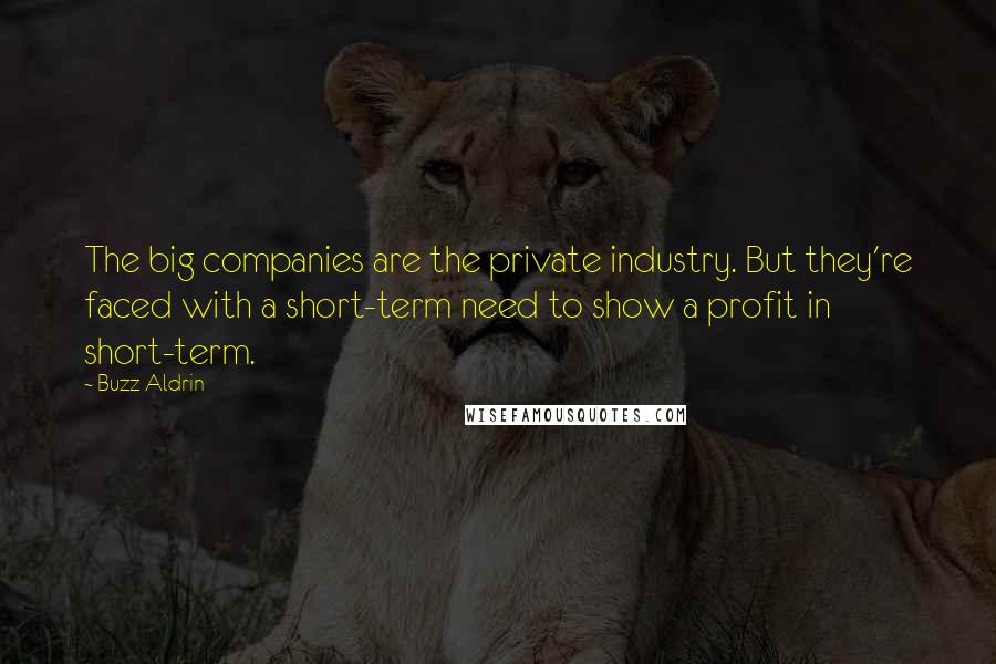 Buzz Aldrin Quotes: The big companies are the private industry. But they're faced with a short-term need to show a profit in short-term.