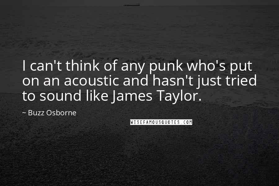 Buzz Osborne Quotes: I can't think of any punk who's put on an acoustic and hasn't just tried to sound like James Taylor.