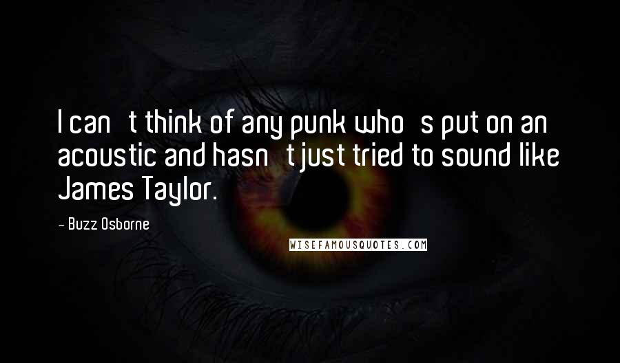 Buzz Osborne Quotes: I can't think of any punk who's put on an acoustic and hasn't just tried to sound like James Taylor.