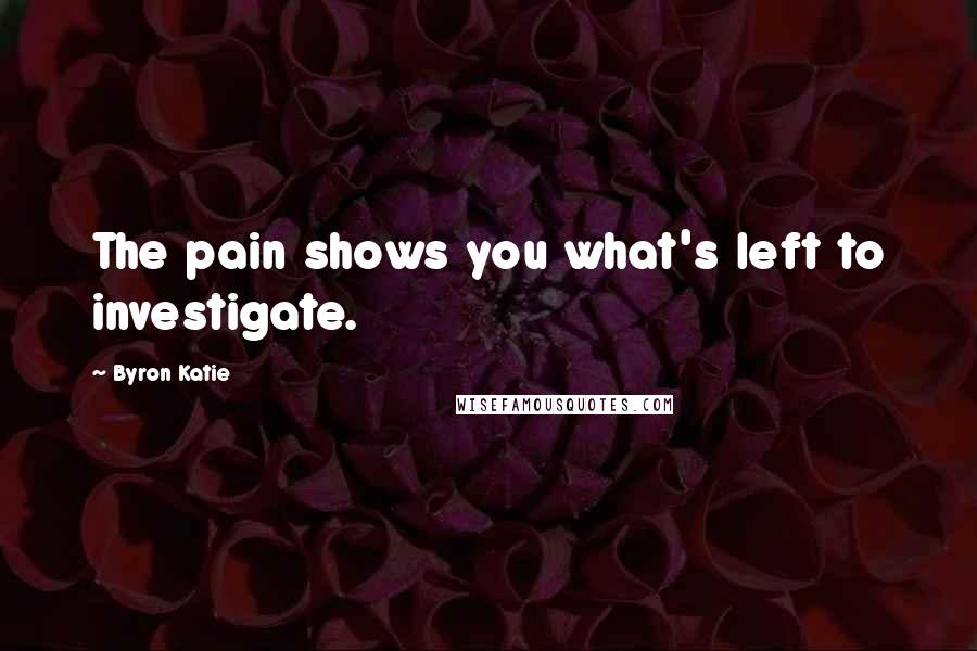 Byron Katie Quotes: The pain shows you what's left to investigate.