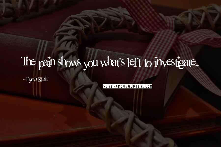 Byron Katie Quotes: The pain shows you what's left to investigate.