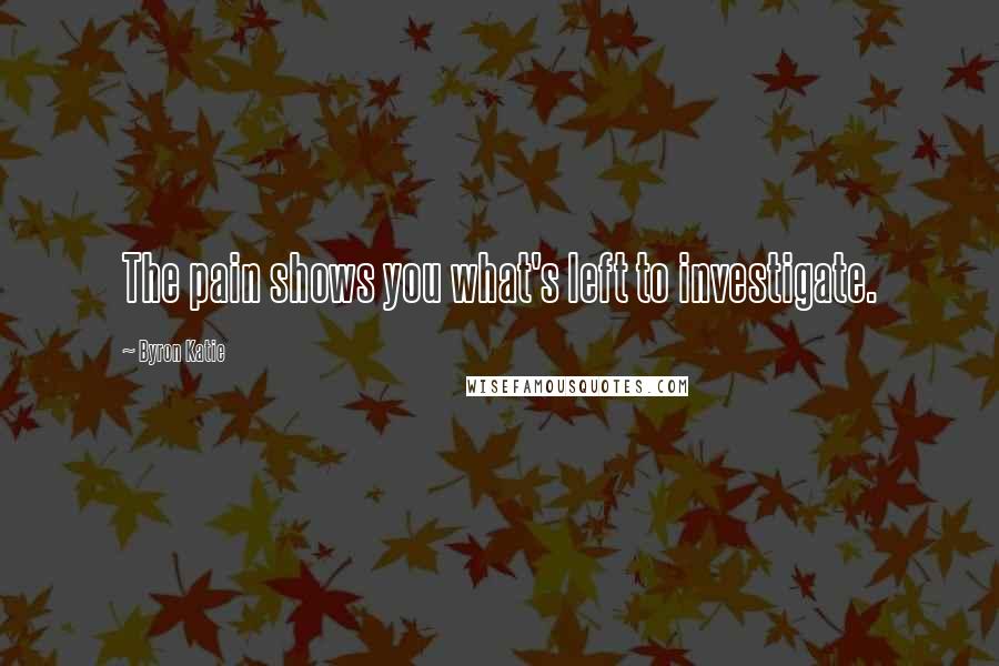 Byron Katie Quotes: The pain shows you what's left to investigate.