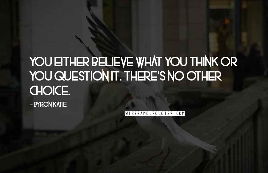 Byron Katie Quotes: You either believe what you think or you question it. There's no other choice.