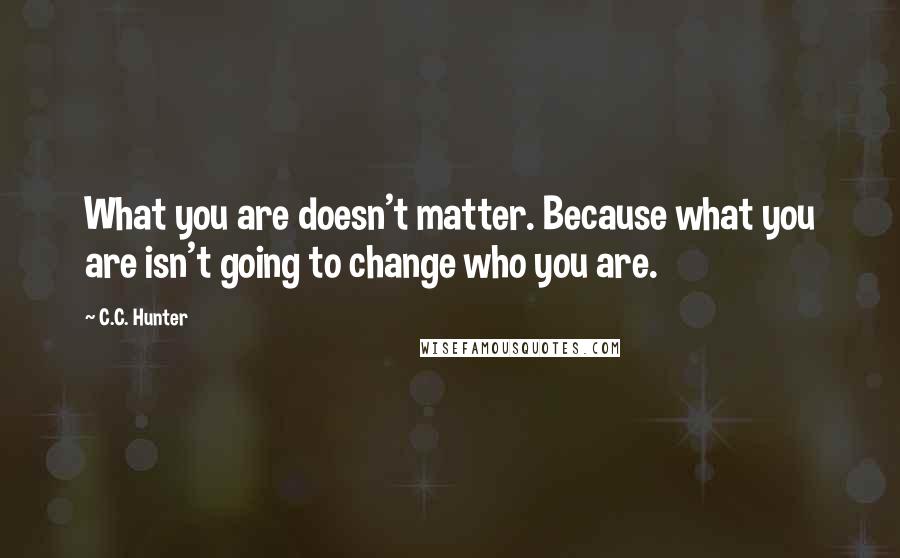 C.C. Hunter Quotes: What you are doesn't matter. Because what you are isn't going to change who you are.