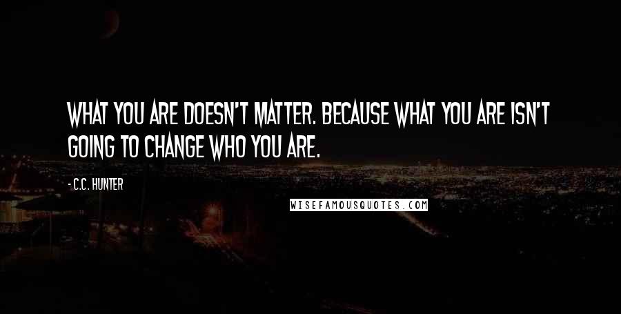 C.C. Hunter Quotes: What you are doesn't matter. Because what you are isn't going to change who you are.