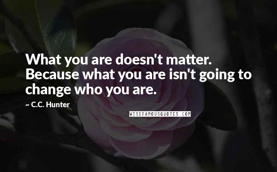 C.C. Hunter Quotes: What you are doesn't matter. Because what you are isn't going to change who you are.