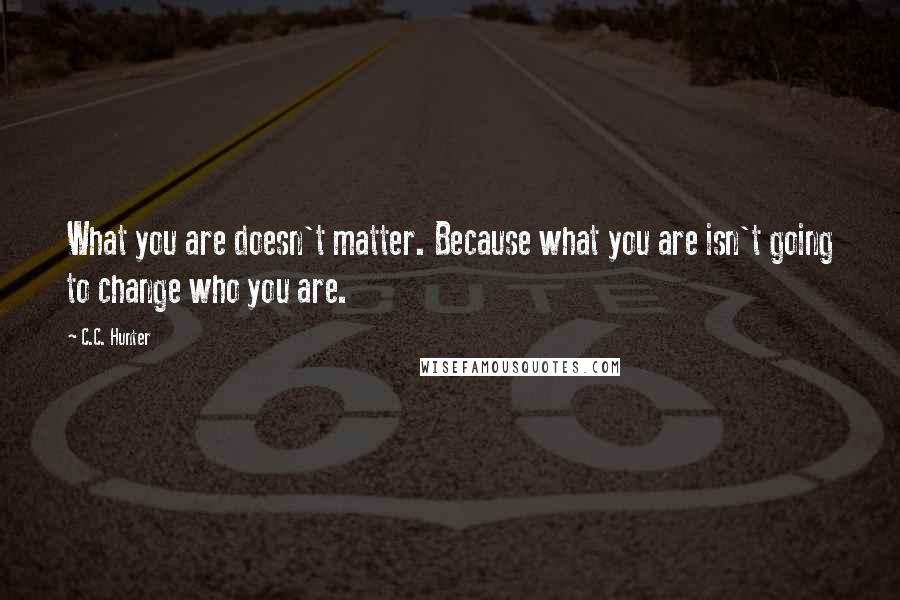 C.C. Hunter Quotes: What you are doesn't matter. Because what you are isn't going to change who you are.