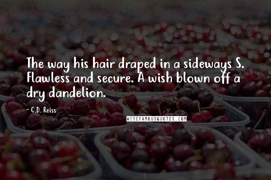 C.D. Reiss Quotes: The way his hair draped in a sideways S. Flawless and secure. A wish blown off a dry dandelion.