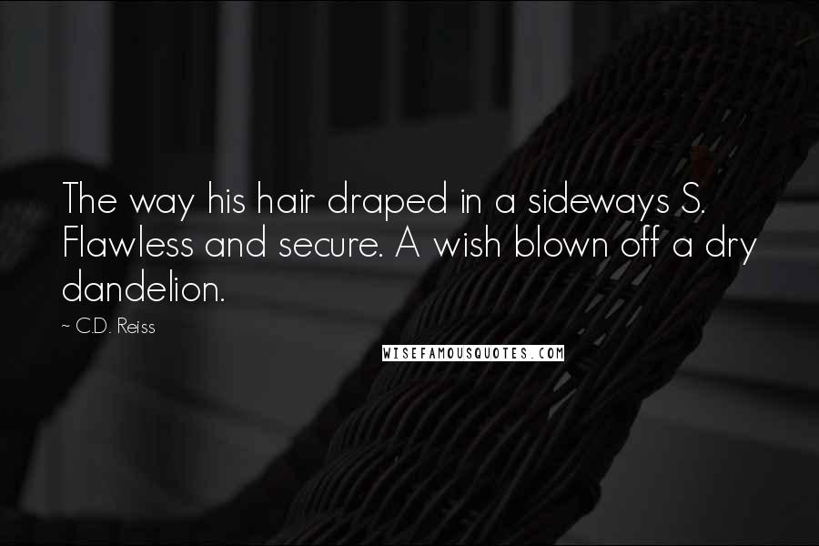 C.D. Reiss Quotes: The way his hair draped in a sideways S. Flawless and secure. A wish blown off a dry dandelion.