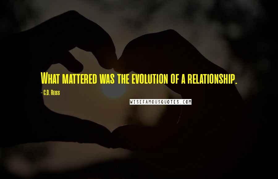 C.D. Reiss Quotes: What mattered was the evolution of a relationship.