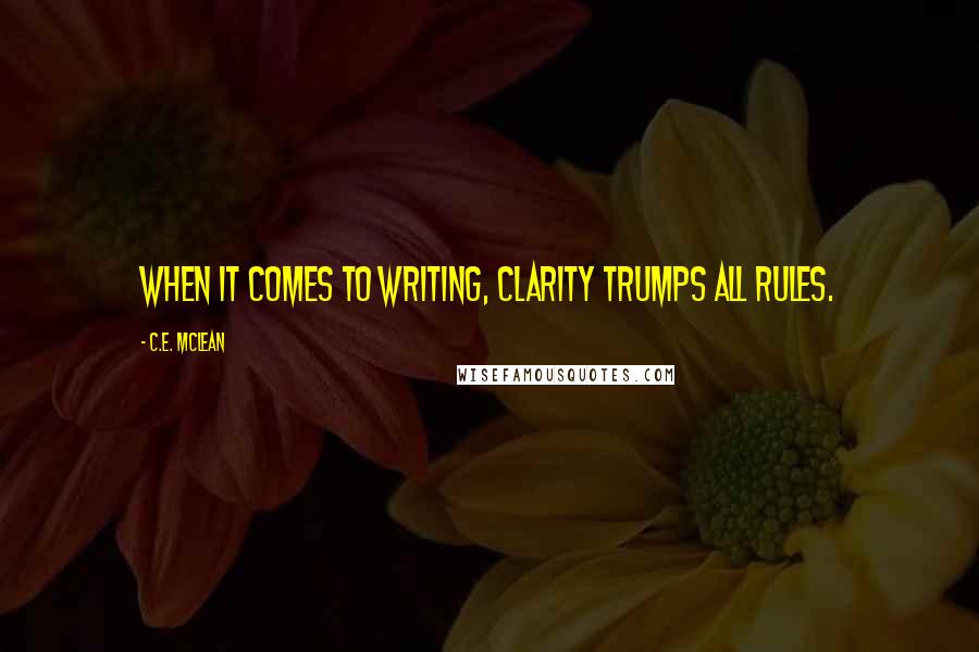 C.E. McLean Quotes: When it comes to writing, clarity trumps all rules.