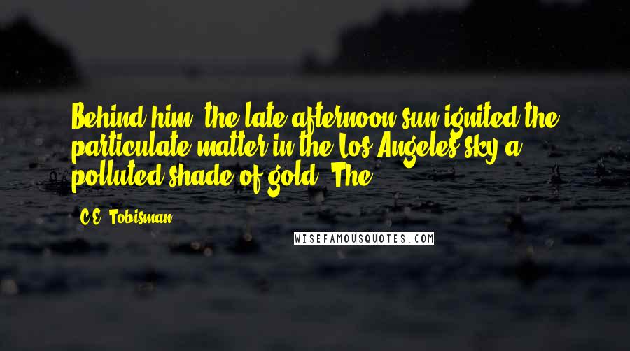 C.E. Tobisman Quotes: Behind him, the late-afternoon sun ignited the particulate matter in the Los Angeles sky a polluted shade of gold. The