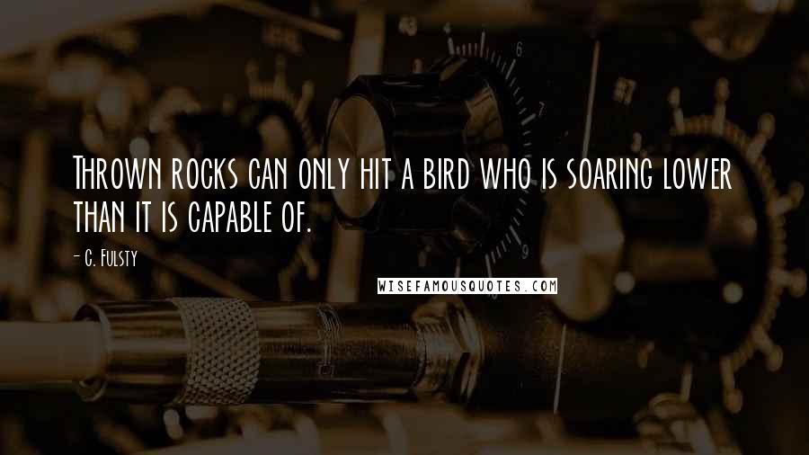 C. Fulsty Quotes: Thrown rocks can only hit a bird who is soaring lower than it is capable of.