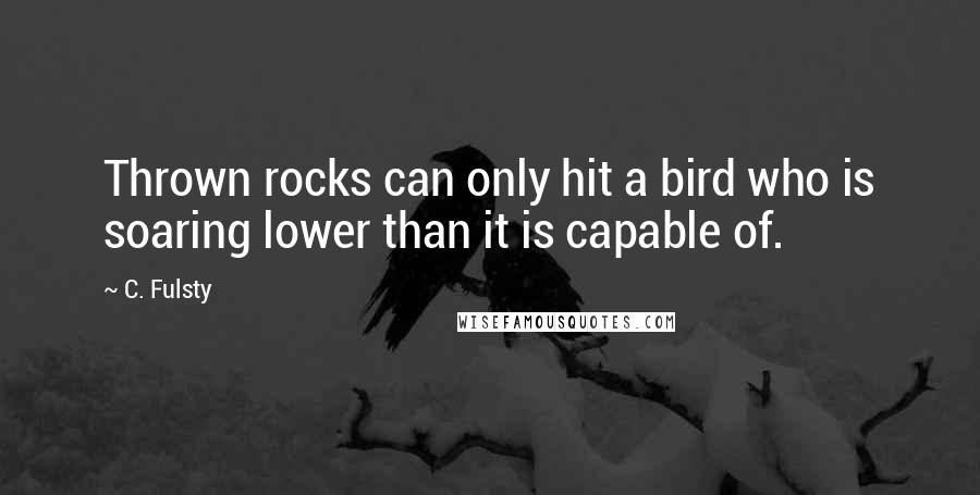 C. Fulsty Quotes: Thrown rocks can only hit a bird who is soaring lower than it is capable of.