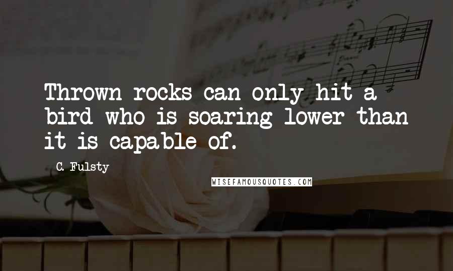 C. Fulsty Quotes: Thrown rocks can only hit a bird who is soaring lower than it is capable of.