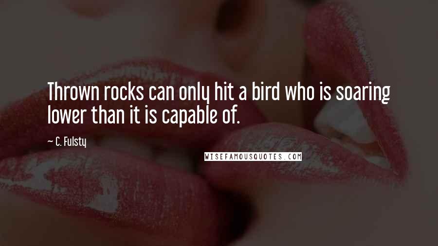 C. Fulsty Quotes: Thrown rocks can only hit a bird who is soaring lower than it is capable of.