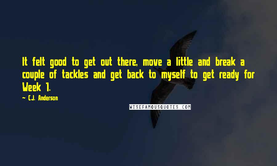 C.J. Anderson Quotes: It felt good to get out there, move a little and break a couple of tackles and get back to myself to get ready for Week 1.