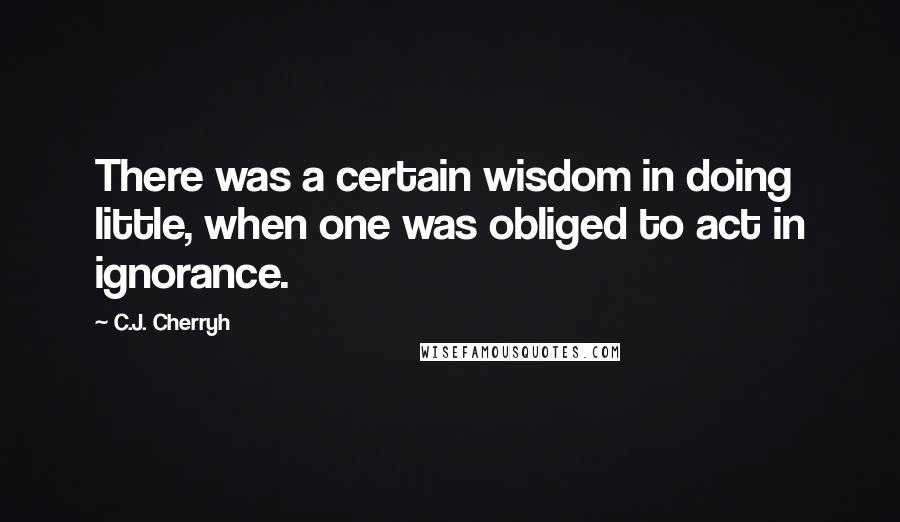 C.J. Cherryh Quotes: There was a certain wisdom in doing little, when one was obliged to act in ignorance.