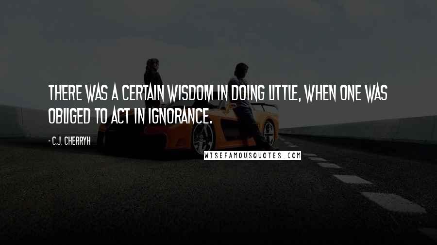 C.J. Cherryh Quotes: There was a certain wisdom in doing little, when one was obliged to act in ignorance.
