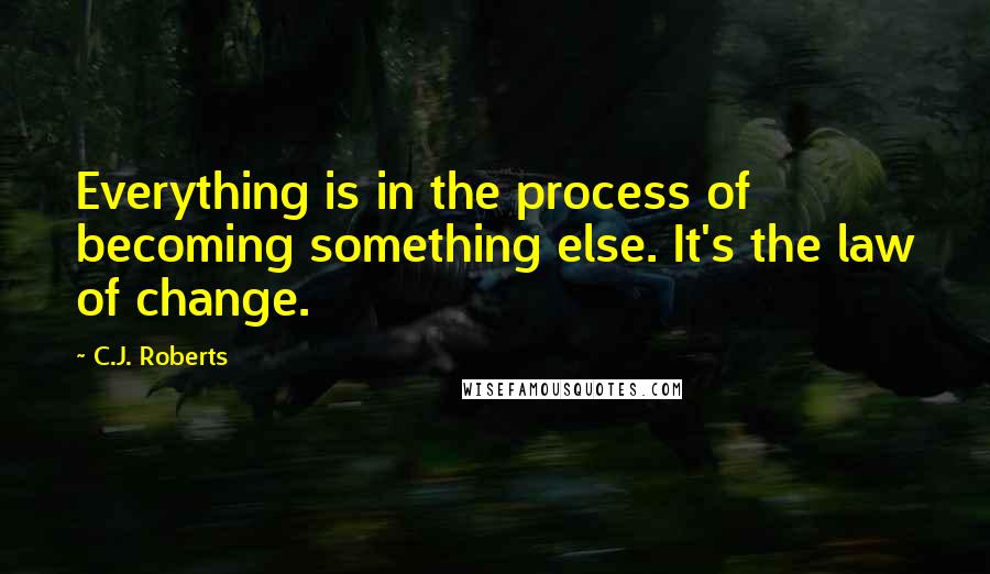 C.J. Roberts Quotes: Everything is in the process of becoming something else. It's the law of change.