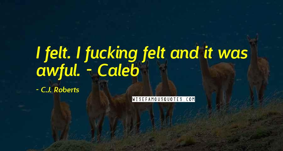 C.J. Roberts Quotes: I felt. I fucking felt and it was awful. - Caleb