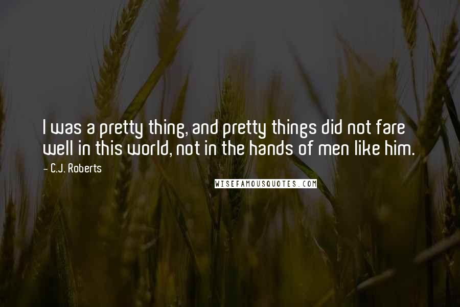 C.J. Roberts Quotes: I was a pretty thing, and pretty things did not fare well in this world, not in the hands of men like him.