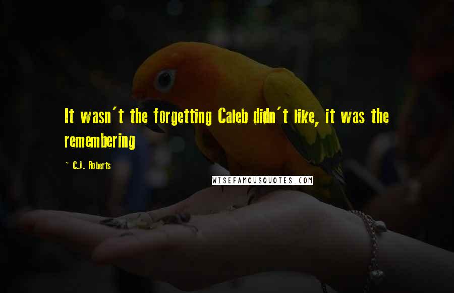 C.J. Roberts Quotes: It wasn't the forgetting Caleb didn't like, it was the remembering