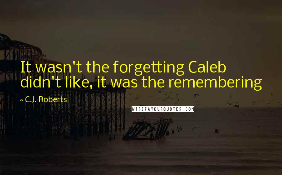 C.J. Roberts Quotes: It wasn't the forgetting Caleb didn't like, it was the remembering