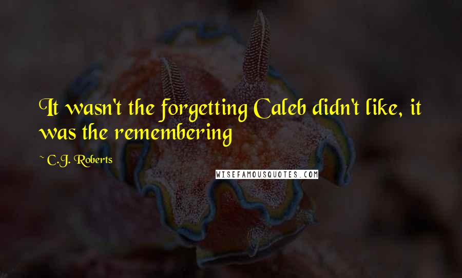 C.J. Roberts Quotes: It wasn't the forgetting Caleb didn't like, it was the remembering