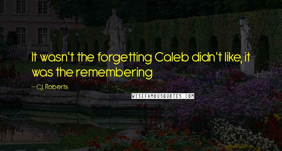 C.J. Roberts Quotes: It wasn't the forgetting Caleb didn't like, it was the remembering