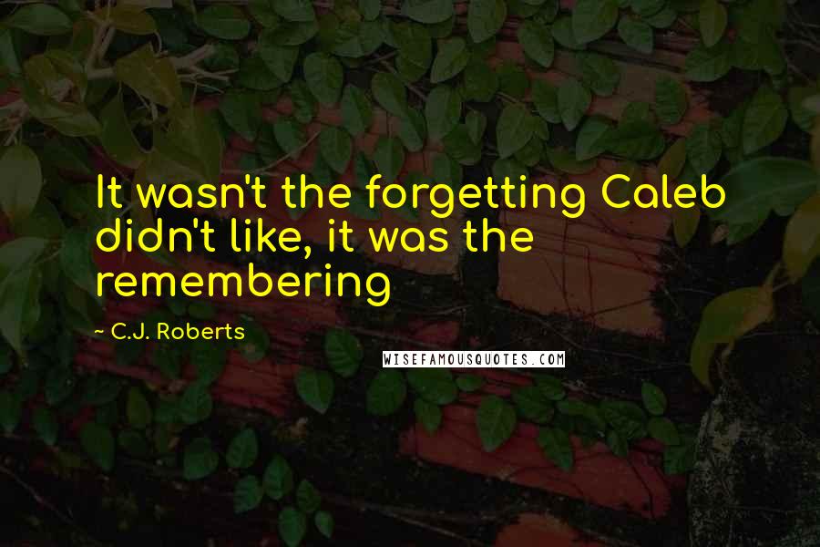 C.J. Roberts Quotes: It wasn't the forgetting Caleb didn't like, it was the remembering