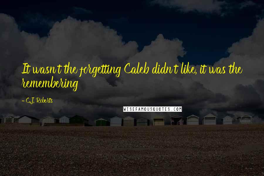 C.J. Roberts Quotes: It wasn't the forgetting Caleb didn't like, it was the remembering