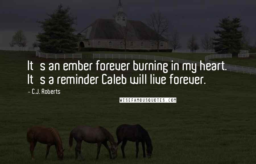 C.J. Roberts Quotes: It's an ember forever burning in my heart. It's a reminder Caleb will live forever.