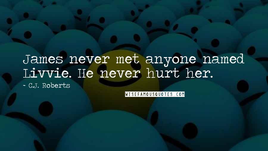 C.J. Roberts Quotes: James never met anyone named Livvie. He never hurt her.