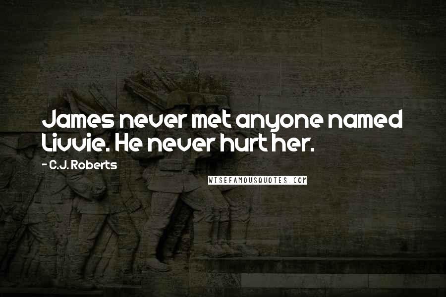 C.J. Roberts Quotes: James never met anyone named Livvie. He never hurt her.