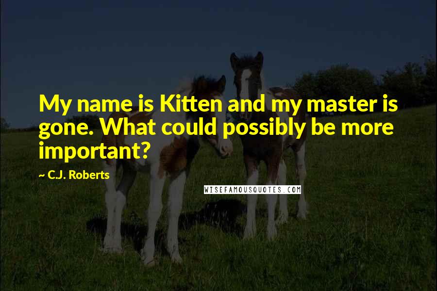 C.J. Roberts Quotes: My name is Kitten and my master is gone. What could possibly be more important?