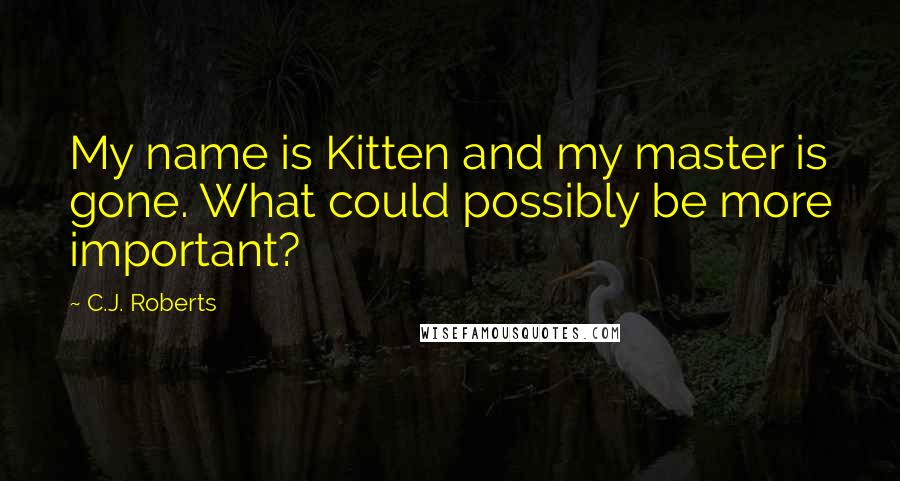 C.J. Roberts Quotes: My name is Kitten and my master is gone. What could possibly be more important?